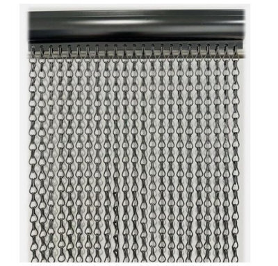 Curtains at Home Grey Aluminium Chain Curtain Metal Door Curtain Insect Or Fly Screen Double Hook - Extra Wide - 150Cm X 210Cm Matching Header