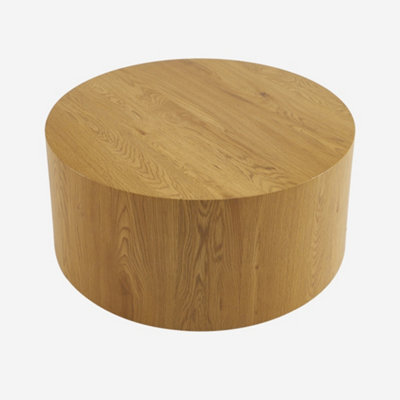 Sweeek - Round Coffee Table Oak Wood Effect Delos 80X80X35 Cm - image 1