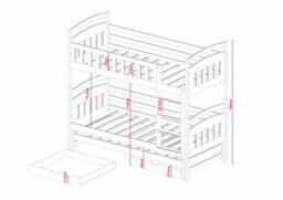 Arte Space-Saving Cashmere Blanka Bunk Bed With Trundle And Storage W198Cm - Triple Sleeper With Mattresses For Organised Family Living - thumbnail 3