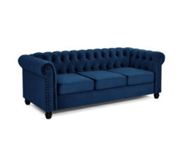 Home Detail Chester 3 Seater Sofa, Blue Velvet - thumbnail 2