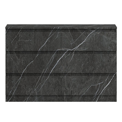 Zita Grey Marble Effect 6 Drawer Chest - Wide Storage Unit, (L) 40Cm X (W) 112Cm X (H) 75Cm, Stylish Bedroom Storage - image 1