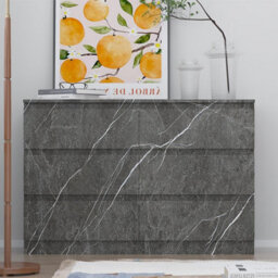Zita Grey Marble Effect 6 Drawer Chest - Wide Storage Unit, (L) 40Cm X (W) 112Cm X (H) 75Cm, Stylish Bedroom Storage - thumbnail 2