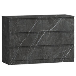 Zita Grey Marble Effect 6 Drawer Chest - Wide Storage Unit, (L) 40Cm X (W) 112Cm X (H) 75Cm, Stylish Bedroom Storage - thumbnail 5