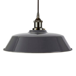 Slate Grey Chancery Painted Dome Pendant Light With Black Nickel Lamp Holder And Black Round Cable - Se Home - thumbnail 1