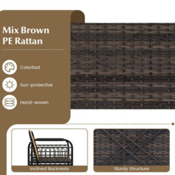 Gainoom 3 Pieces Rocking Bistro Set Outdoor Wicker Furniture Tempered Glass Coffee Table - thumbnail 8