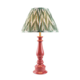 Luminosa Lighting Luminosa Myrtle Pink Clay Table Lamp With Cotswold Green Fabric Zigzag Shade 30Cm B22