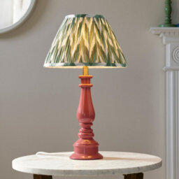 Luminosa Lighting Luminosa Myrtle Pink Clay Table Lamp With Cotswold Green Fabric Zigzag Shade 30Cm B22 - thumbnail 2