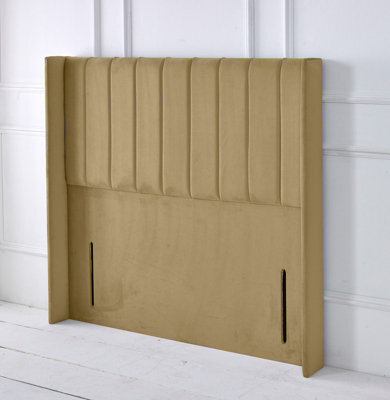 "Adore Designs Portland Winged Plush Velvet 4Ft Small Double 50"" Floor Standing Headboard - Coffee"