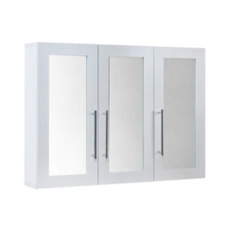 Homestylestore 900 X 650mm White Wall Mounted Mirrored Door Bathroom Cabinet And Chrome T Bar Handles - thumbnail 1