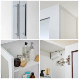 Homestylestore 900 X 650mm White Wall Mounted Mirrored Door Bathroom Cabinet And Chrome T Bar Handles - thumbnail 3