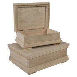 Woodeedoo Set Of 2 Decorative Unfinished Wooden Trinket Boxes With Hinged Lids Vintage Style Keepsake Case - thumbnail 6