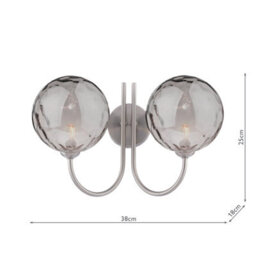 The Lighting Studio Jared 2 Light Wall Light Satin Nickel With Smoked Dimpled Glass - thumbnail 2