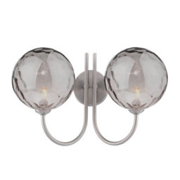 The Lighting Studio Jared 2 Light Wall Light Satin Nickel With Smoked Dimpled Glass - thumbnail 1