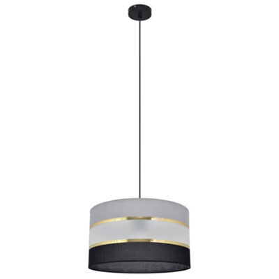 Luminosa Lighting Luminosa Helen Cylindrical Pendant Ceiling Light Black, Gold, Grey 35Cm