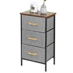 Chest Of Drawers With 3 Fabric Drawers Wooden Top And Metal Frame Stylish Storage Unit Bedroom Or Hallway Brown Top - thumbnail 5