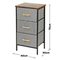 Chest Of Drawers With 3 Fabric Drawers Wooden Top And Metal Frame Stylish Storage Unit Bedroom Or Hallway Brown Top - thumbnail 9