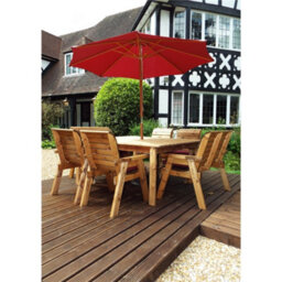 Marlborough Traditional 8 Seater Table Set With 2 X Bench Cushion, 4 X Chair Cushion & 1 X Burgundy Parasol & Base & 1 X Cushion Storage Bag - thumbnail 2