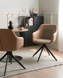 Beliani Set Of 2 Dining Chairs Swivel Likely Faux Leather Sand Beige - thumbnail 2