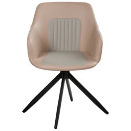 Beliani Set Of 2 Dining Chairs Swivel Likely Faux Leather Sand Beige - thumbnail 5
