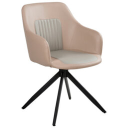 Beliani Set Of 2 Dining Chairs Swivel Likely Faux Leather Sand Beige - thumbnail 4