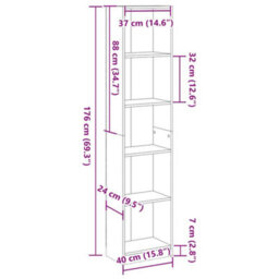 Berkfield Versatile Bookcase Concrete Grey 40X24X176 Cm Engineered Wood - thumbnail 9