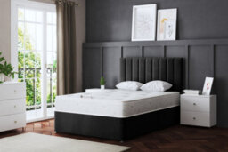 DS Living Amelia Black Upholstered Panel Divan Bed With Headboard And Four Drawers Small Double - thumbnail 2