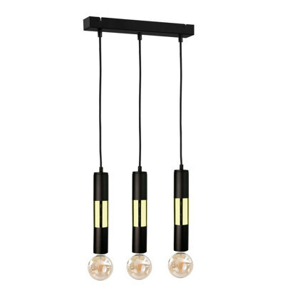 Luminosa Lighting Luminosa Magnum Bar Pendant Ceiling Light Black, Gold, 50Cm, 3X E27