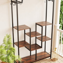 Fativo 5Tier Plant Stand Half-Moon Shaped Metal Bookcase Large Storage Rack Flower Rack 177Cm H - thumbnail 6