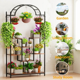 Fativo 5Tier Plant Stand Half-Moon Shaped Metal Bookcase Large Storage Rack Flower Rack 177Cm H - thumbnail 4