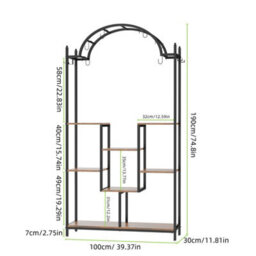 Fativo 5Tier Plant Stand Half-Moon Shaped Metal Bookcase Large Storage Rack Flower Rack 177Cm H - thumbnail 2