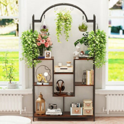 Fativo 5Tier Plant Stand Half-Moon Shaped Metal Bookcase Large Storage Rack Flower Rack 177Cm H - thumbnail 9