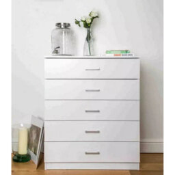Black 5 Drawer Chest Modern White Bedroom Furniture With Handles - thumbnail 3
