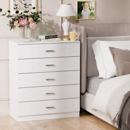 Black 5 Drawer Chest Modern White Bedroom Furniture With Handles - thumbnail 6
