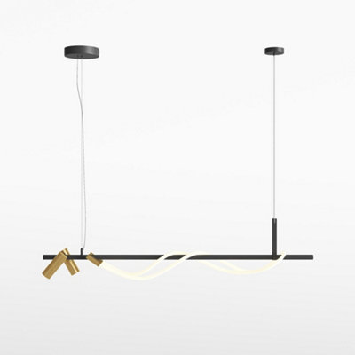 Luminosa Lighting Luminosa Maytoni Tau Modern Bar Pendant Ceiling Light Black, Gold Integrated Led 3000K