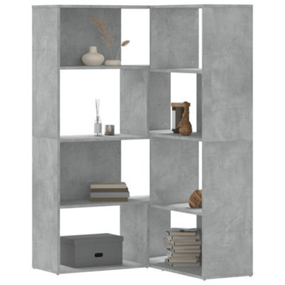 Walplus 4 Tier Corner Bookcase Concrete Grey Engineered Wood 85X85X140 Cm - image 1