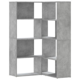 Walplus 4 Tier Corner Bookcase Concrete Grey Engineered Wood 85X85X140 Cm - thumbnail 2