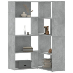 Walplus 4 Tier Corner Bookcase Concrete Grey Engineered Wood 85X85X140 Cm - thumbnail 1