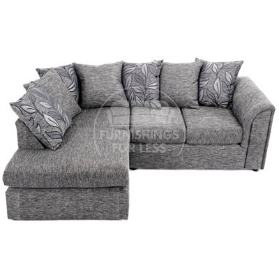 Furnishings For Less UK Byron Dundee Chenille Fabric 3 To 4 Seater L Shaped Corner Sofa  Light Grey Left Hand Facing - image 1