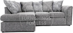 Furnishings For Less UK Byron Dundee Chenille Fabric 3 To 4 Seater L Shaped Corner Sofa  Light Grey Left Hand Facing - thumbnail 4