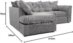 Furnishings For Less UK Byron Dundee Chenille Fabric 3 To 4 Seater L Shaped Corner Sofa  Light Grey Left Hand Facing - thumbnail 3