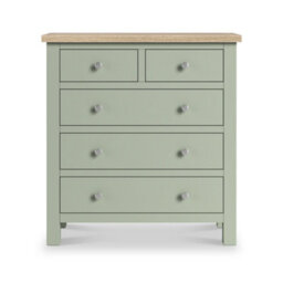 Farro Sage 2 Over 3 Chest Of Drawers With Washed Oak Top - Fully Assembled - By Roseland Furniture - thumbnail 2