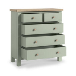 Farro Sage 2 Over 3 Chest Of Drawers With Washed Oak Top - Fully Assembled - By Roseland Furniture - thumbnail 6