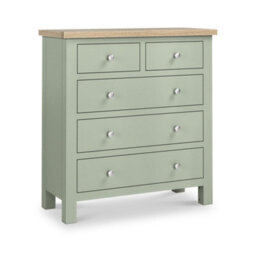 Farro Sage 2 Over 3 Chest Of Drawers With Washed Oak Top - Fully Assembled - By Roseland Furniture