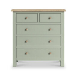 Farro Sage 2 Over 3 Chest Of Drawers With Washed Oak Top - Fully Assembled - By Roseland Furniture - thumbnail 5
