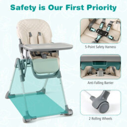 Gainoom Foldable High Chair For Babies And Toddlers Portable Adjustable Highchair With Footrest - thumbnail 8