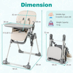 Gainoom Foldable High Chair For Babies And Toddlers Portable Adjustable Highchair With Footrest - thumbnail 2