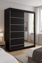 Sliding Wardrobe Talin Iii 180Cm Black Artisan Oak Finish With Mirror Wite/sonoma & Led - thumbnail 6