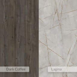 Decortie Harmon Modern Wall Mounted Coat Hanger With Open Shelf Gold Marble Dark Coffee 5 Black Metal Hooks - thumbnail 6