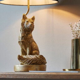 Luminosa Lighting Luminosa Fox Base & Shade Table Lamp Vintage Gold Paint & Black Fabric - thumbnail 5