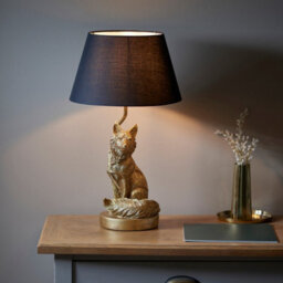 Luminosa Lighting Luminosa Fox Base & Shade Table Lamp Vintage Gold Paint & Black Fabric - thumbnail 3